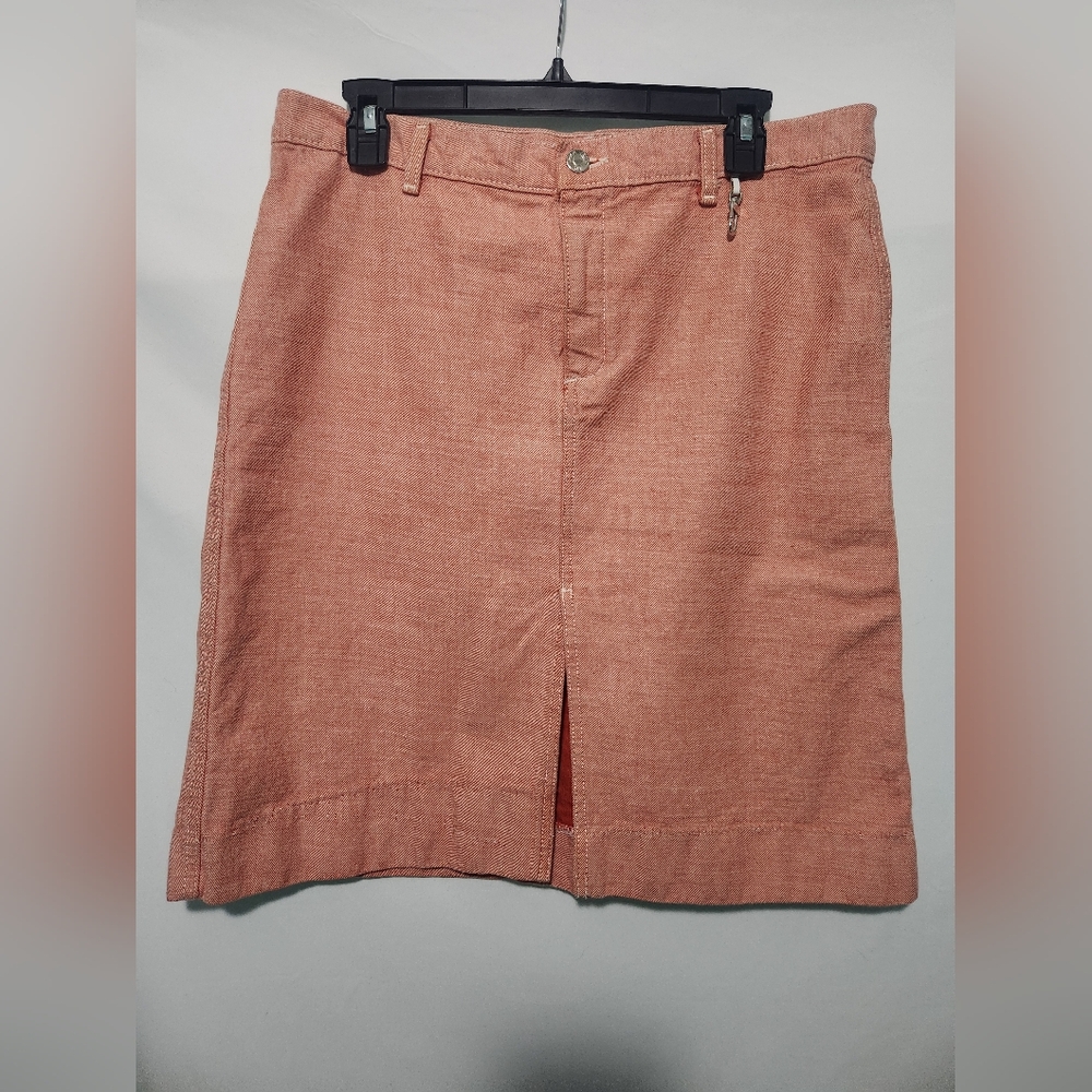 Y2K Polo Jeans Co. Ralph Lauren Pink/Orange Heathered Denim Skirt. Size 12.